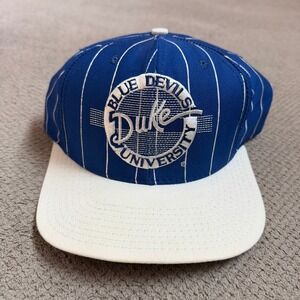 Vintage 1990s The Game Duke Blue Devils Pinstripe Snapback Hat Blue White USA